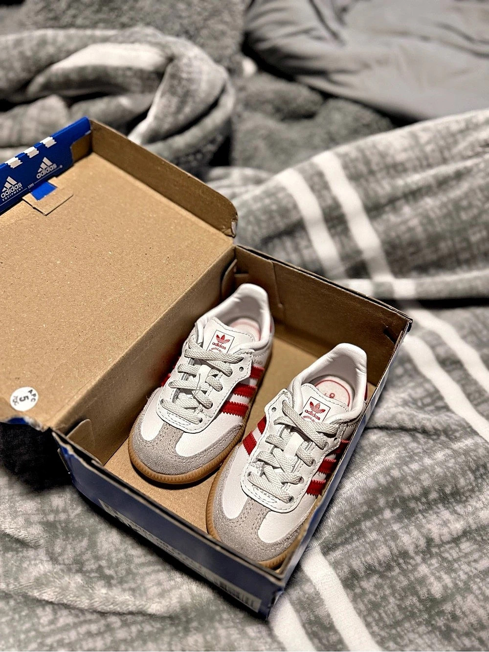 adidas Samba OG Kids Sneakers White & Red Girls US 6K